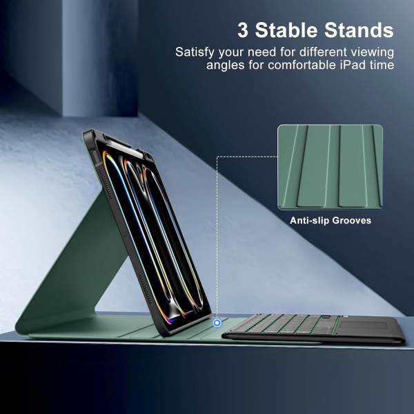 MoKo Apple iPad Pro M4 Klavyeli Klf (13 in)-Morandi Green 