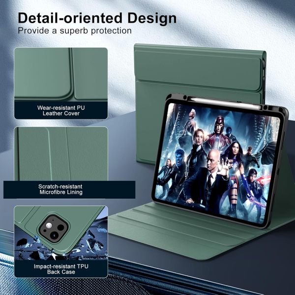 MoKo Apple iPad Pro M4 Klavyeli Klf (13 in)-Morandi Green 
