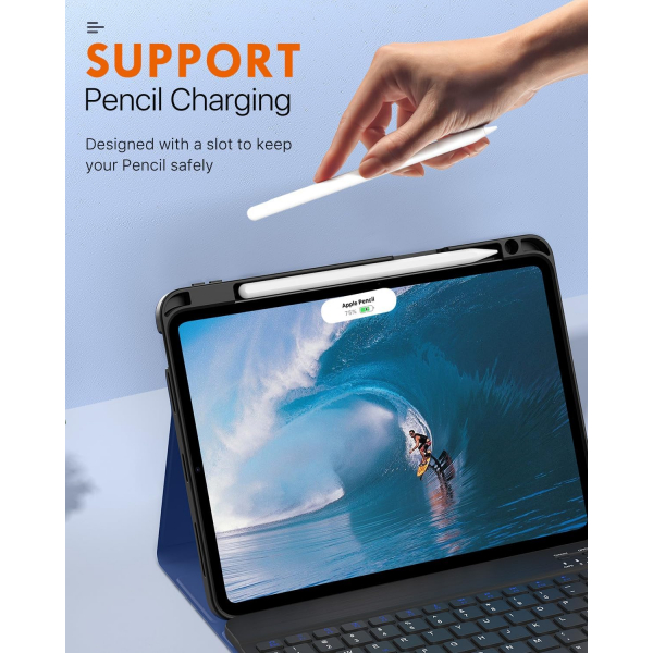 MoKo Klavyeli iPad Air 6.Nesil K�l�f (11 in�)-Navy Blue