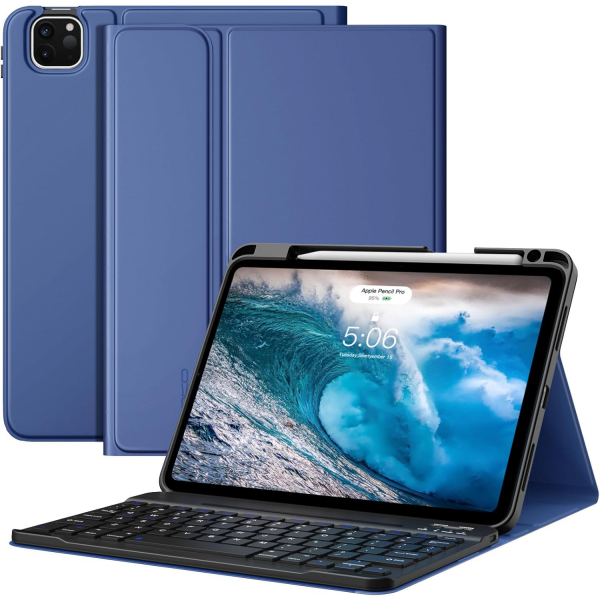 MoKo Klavyeli iPad Air 6.Nesil K�l�f (11 in�)-Navy Blue