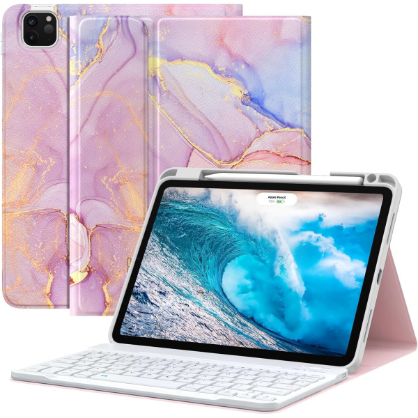 MoKo Klavyeli iPad Air 6.Nesil K�l�f (11 in�)-Gold Marble