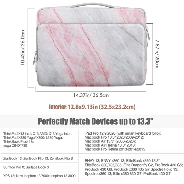 MoKo Laptop El antas (13.3 in)-Pink Gray Marble