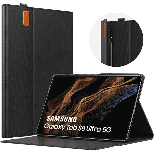 MoKo Portfolio Galaxy Tab S8 Ultra Kılıf (14.6 inç)-Black
