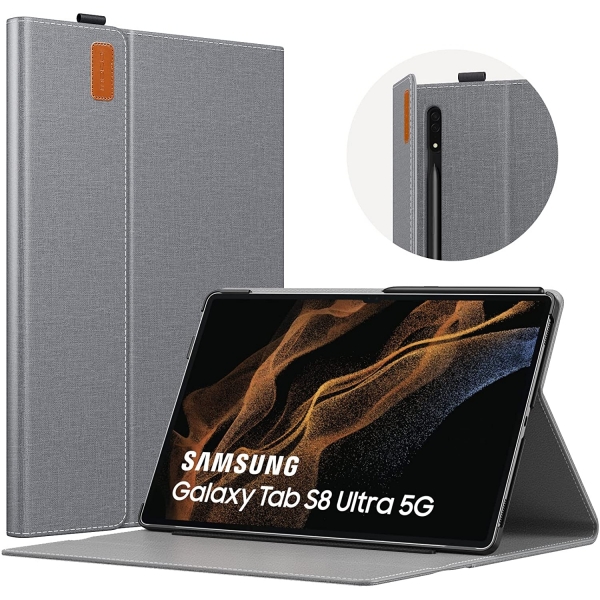 MoKo Portfolio Galaxy Tab S8 Ultra Kılıf (14.6 inç)-Grey