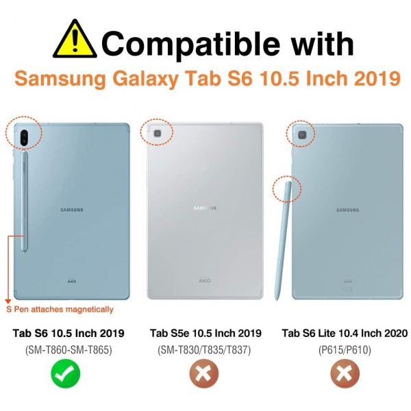 MoKo Samsung Galaxy Tab S6 Kalem Blmeli Klf (10.5 in)-Navy