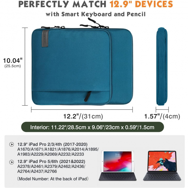 MoKo Stylish Tablet �antas�(12.9 in�)-Peacock Blue