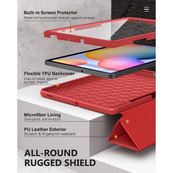 MoKo Rugged Galaxy Tab S6 Lite Klf (10.4 in)-Red