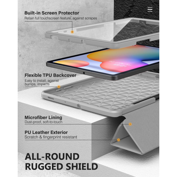 MoKo Rugged Galaxy Tab S6 Lite Klf (10.4 in)-Silver