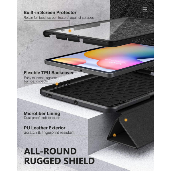 MoKo Rugged Galaxy Tab S6 Lite Klf (10.4 in)-Black