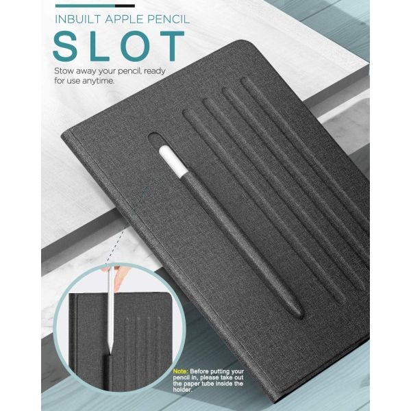 MoKo iPad Air 4 Kalem Blmeli Klf (10.9 in)-Black