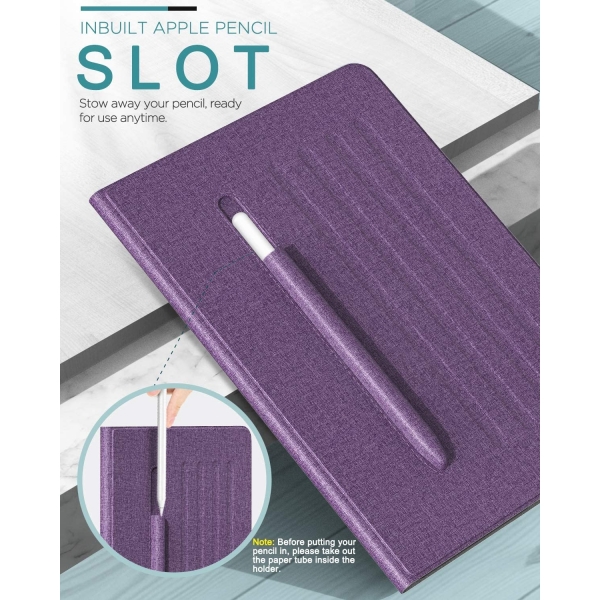 MoKo iPad Air 4 Kalem Blmeli Klf (10.9 in)-Purple