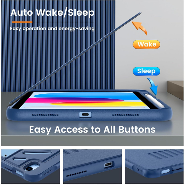 MoKo Apple iPad A16 Rugged Klf (11 in)-Navy Blue
