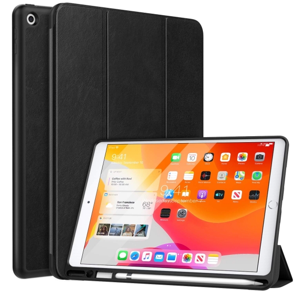 MoKo iPad Kalem Blmeli Klf (10.2 in)(7.Nesil)-Black