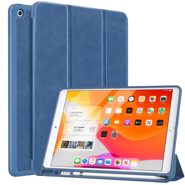 MoKo iPad Kalem Blmeli Klf (10.2 in)(7.Nesil)-Blue