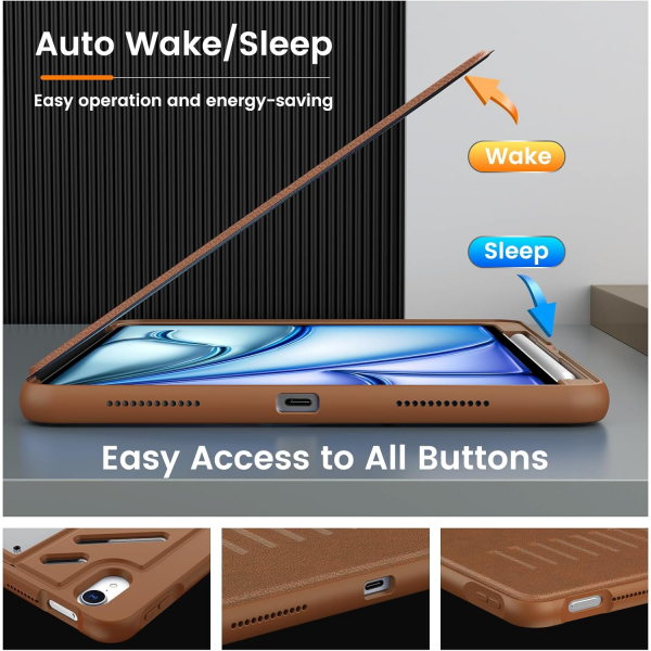 MoKo iPad Air M2 Rugged Klf (11 in)-Brown