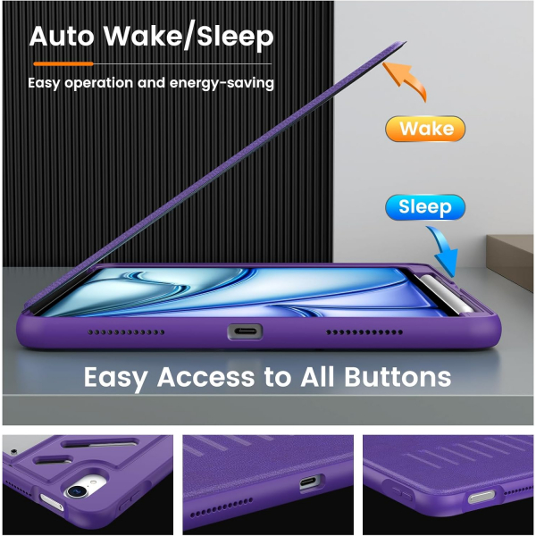 MoKo iPad Air M2 Rugged Klf (11 in)-Purple Violet 