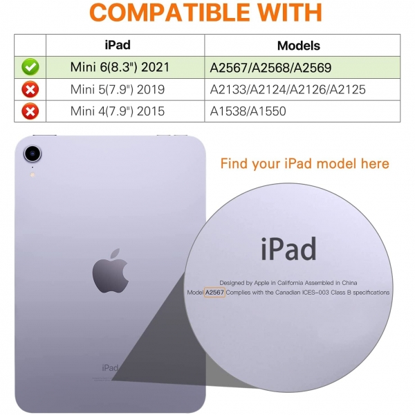  Moko Apple iPad Mini 6 Klf (8.3 in)-Grayish Purple