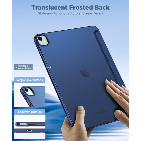  MoKo Kalem Blmeli iPad Air Klf (13 in)-Navy Blue