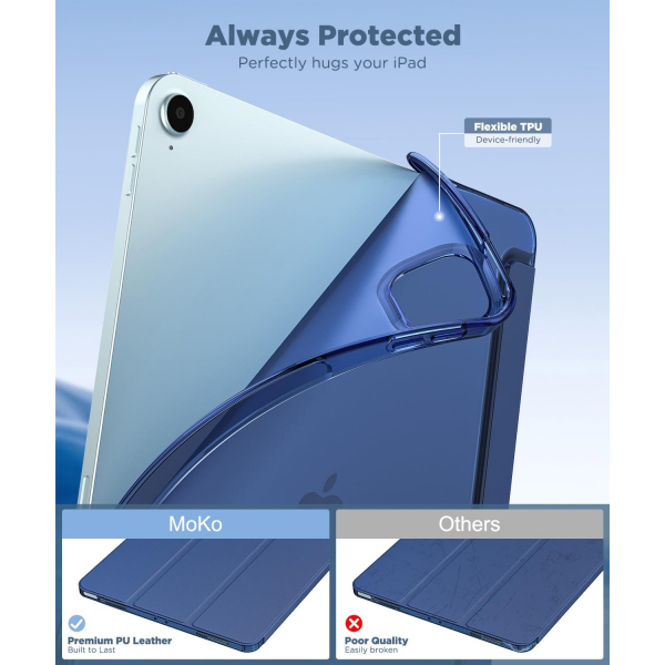  MoKo Kalem Blmeli iPad Air Klf (13 in)-Navy Blue