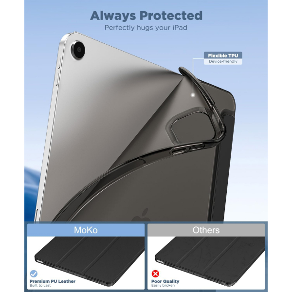  MoKo Kalem Blmeli iPad Air Klf (13 in)-Black