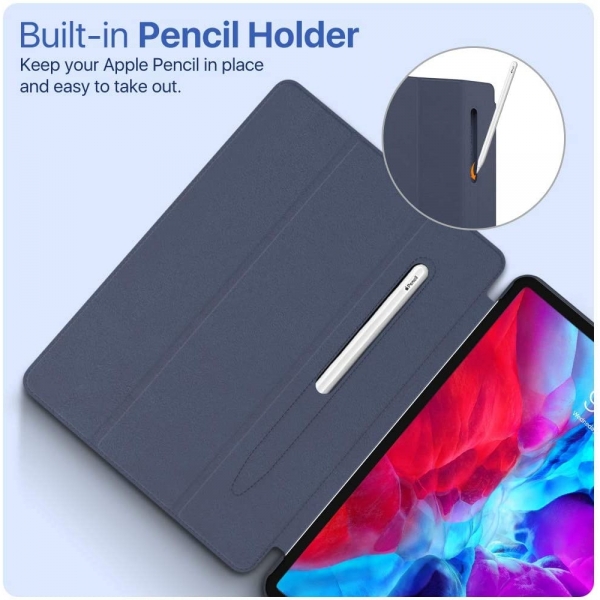 Moko iPad Pro Kalem Blmeli Klf (12.9 in)(4.Nesil)-Indigo