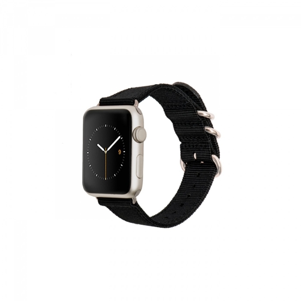Monowear Apple Watch Premium Kay (38mm)-Black with Silver Aluminum Adapter