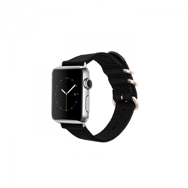 Monowear Apple Watch Premium Kay (38mm)-Black with Stainless Steel Adapter