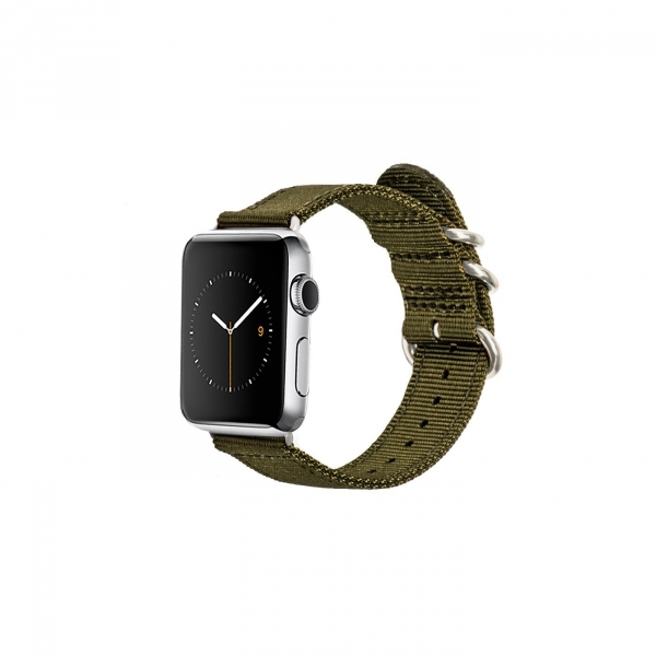 Monowear Apple Watch Premium Kay (38mm)-Olive with Stainless Steel Adapter