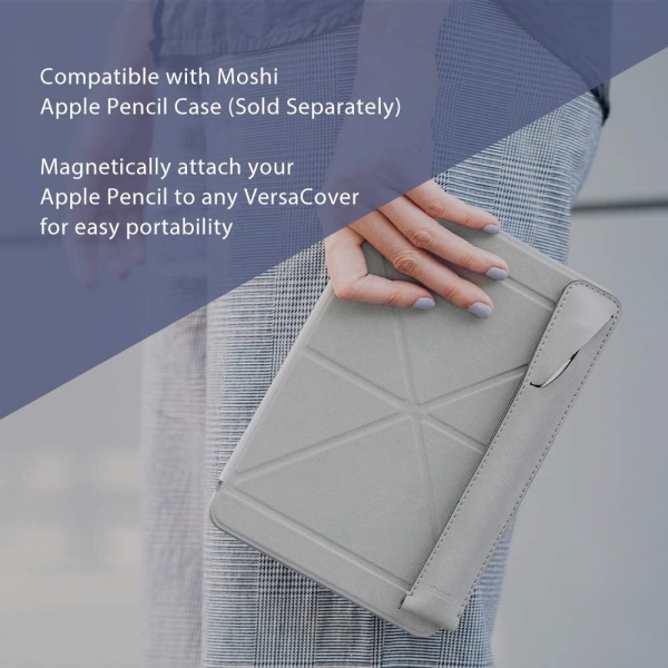 Moshi VersaCover Origami Serisi iPad Klf (10.2 in)-Stone Gray