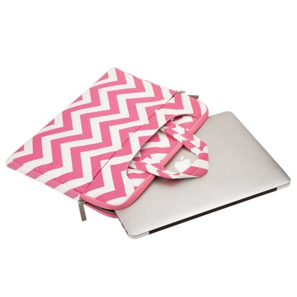Mosiso MacBook 11 in Chevron Style Fabric Sleeve anta-Rose Red