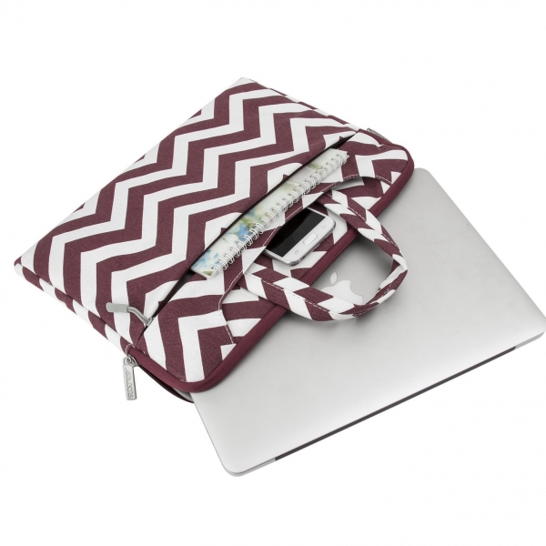 Mosiso MacBook 12 in Chevron Style Fabric Sleeve anta-Wine Red