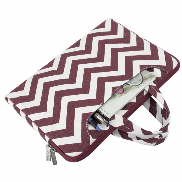 Mosiso MacBook 12 in Chevron Style Fabric Sleeve anta-Wine Red