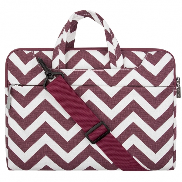 Mosiso MacBook 12 in Chevron Style Fabric Sleeve anta-Wine Red