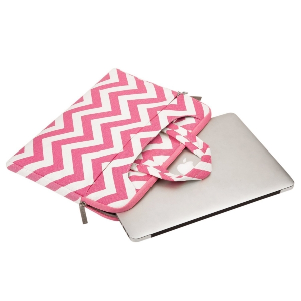 Mosiso MacBook 12 in Chevron Style Fabric Sleeve anta-Rose Red