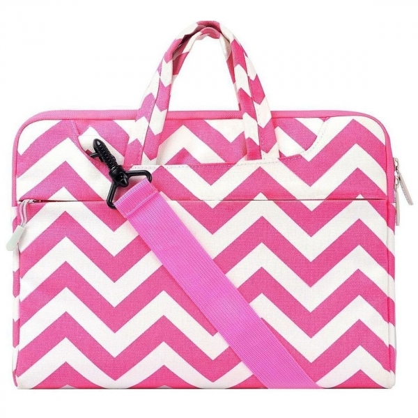 Mosiso MacBook 12 in Chevron Style Fabric Sleeve anta-Rose Red