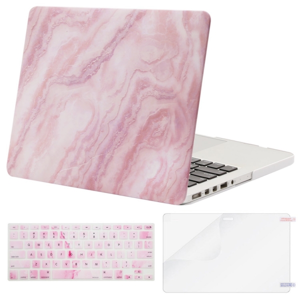 Mosiso Macbook Pro Retina Mermer Desenli Klf (15.4 in)-Pink Marble