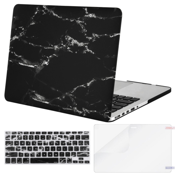 Mosiso Macbook Pro Retina Mermer Desenli Klf (15.4 in)-Black Marble