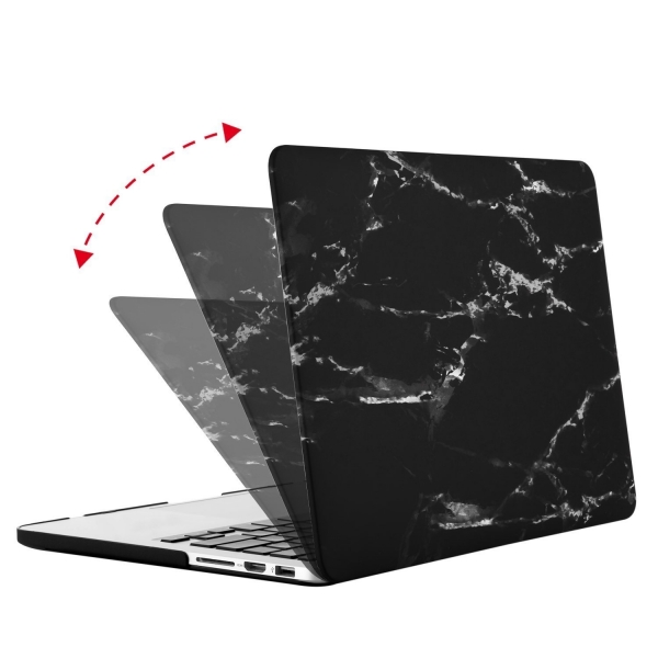 Mosiso Macbook Pro Retina Mermer Desenli Kılıf (15.4 inç)-Black Marble