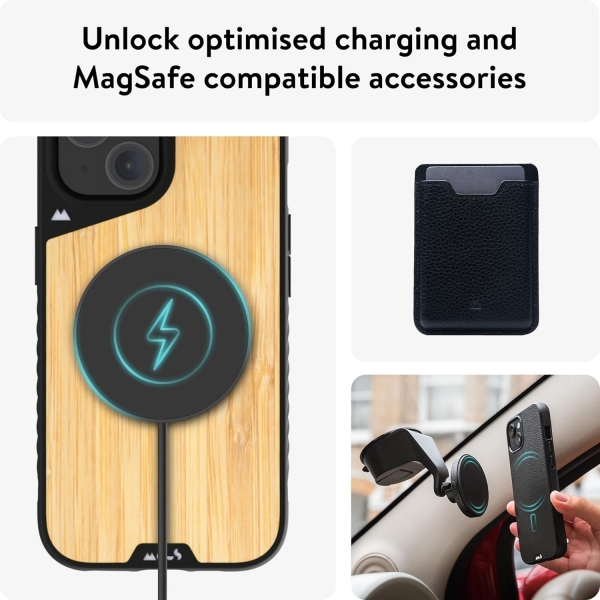 Mous Apple iPhone 15 MagSafe Uyumlu Darbeye Dayankl Klf -Bamboo