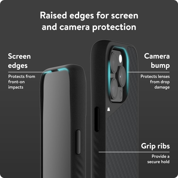 Mous Apple iPhone 15 Pro MagSafe Uyumlu Darbeye Dayankl Klf -Carbon Fiber
