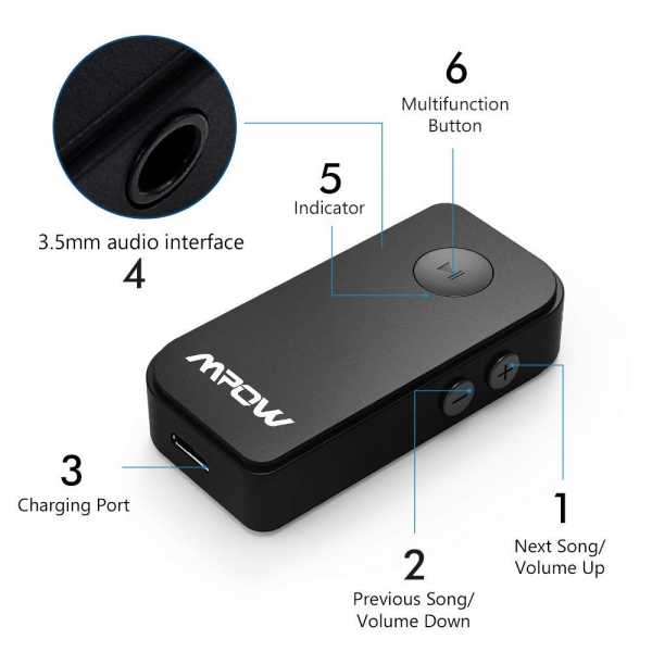 Mpow Bluetooth 4.1 Alc Kablosuz Mzik Adaptr