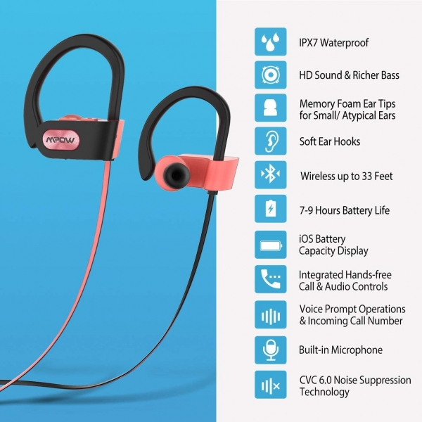 Mpow Flame Bluetooth Kancal Kulaklk-Black Pink