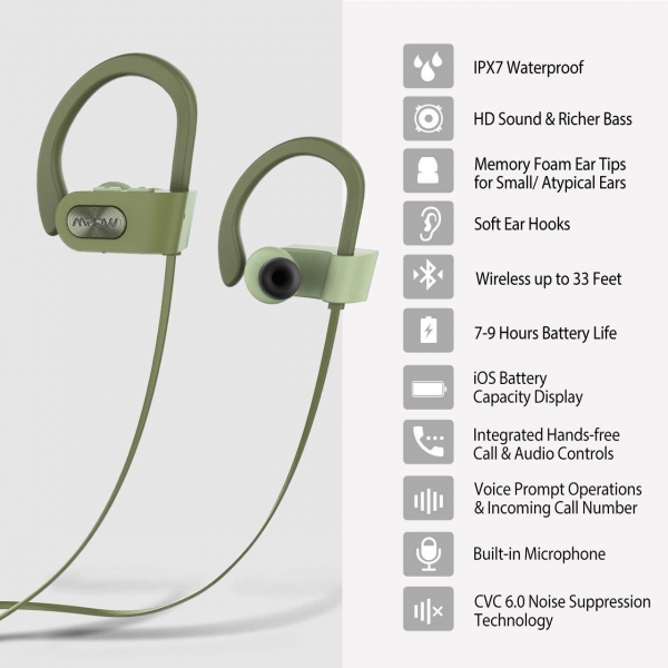 Mpow Flame Bluetooth Kancal Kulaklk-Army Green