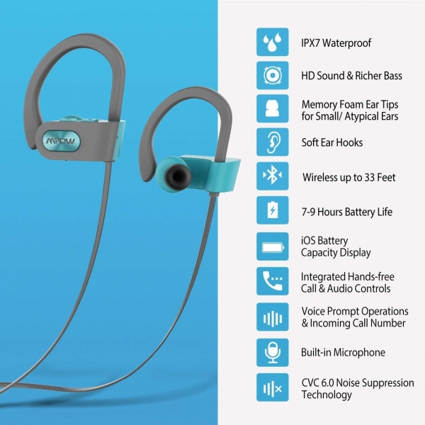 Mpow Flame Bluetooth Kancal Kulaklk-Green Gray