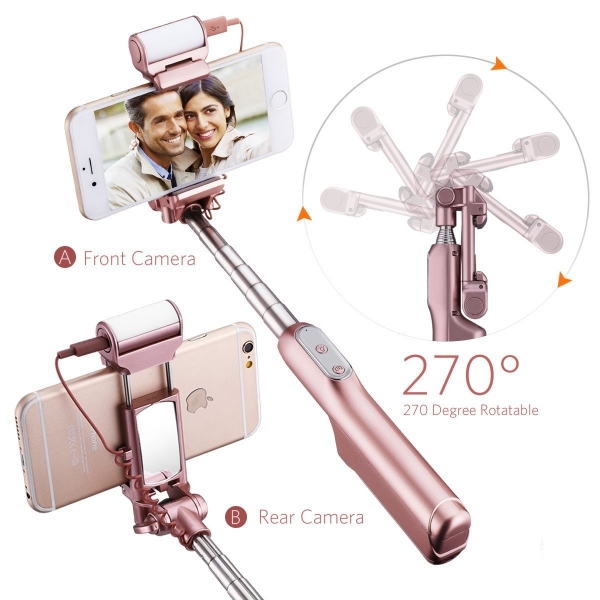 Mpow Bluetooth Monopod Selfie ubuu-Rose Gold