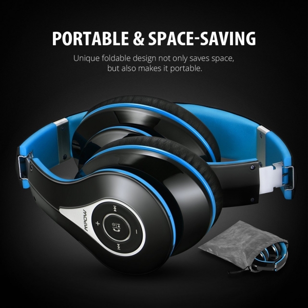 Mpow Stereo Kablosuz Bluetooth Hi-Fi Kulak st Kulaklk-Blue