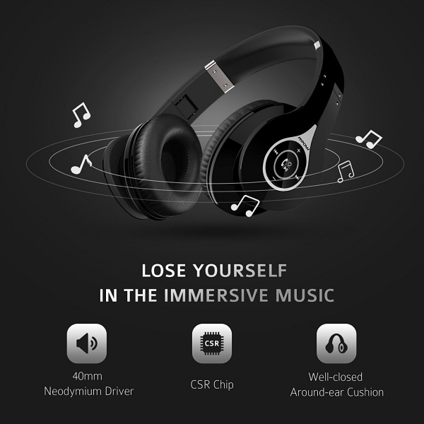 Mpow Stereo Kablosuz Bluetooth Hi-Fi Kulak st Kulaklk-Black