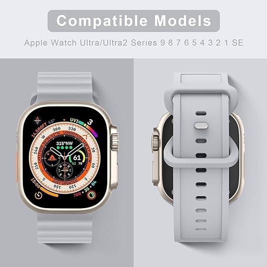 Mugust Apple Watch Ultra 2.Nesil Yumuak Kay (49mm)-Light Grey 