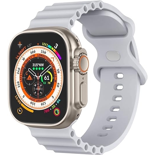 Mugust Apple Watch Ultra 2.Nesil Yumuak Kay (49mm)-Light Grey 