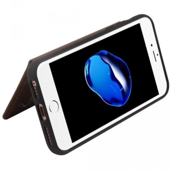 Mybat Apple iPhone 8 Stand Deri Czdan Klf-Brown